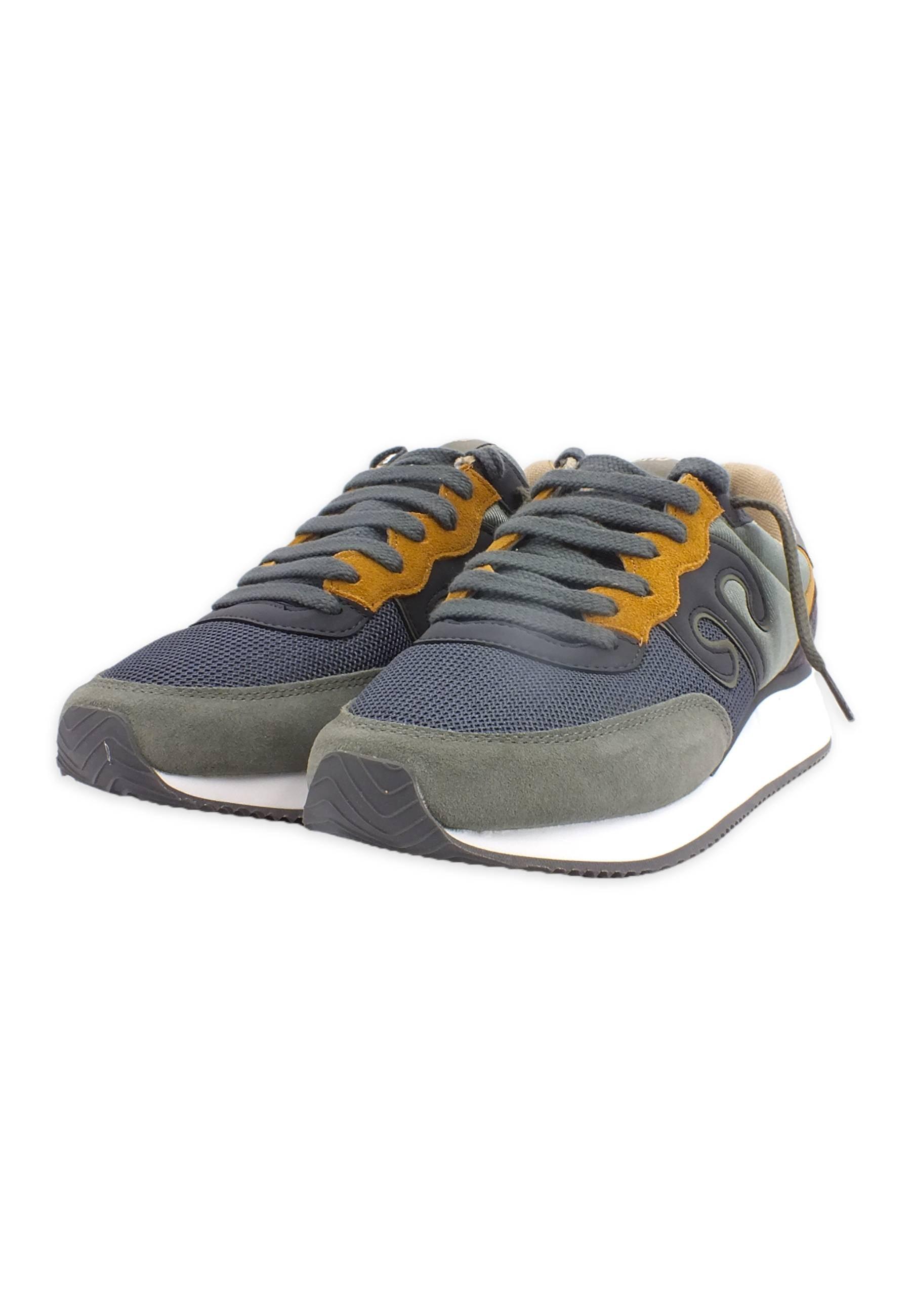 WUSHU Master Sport Sneaker Uomo M.Green Denim Scuro Senape MS173 - Sandrini Calzature e Abbigliamento